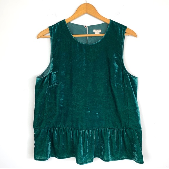 J. Crew Tops - J.crew Blouse Top Size 12 Green Crushed Velvet 12